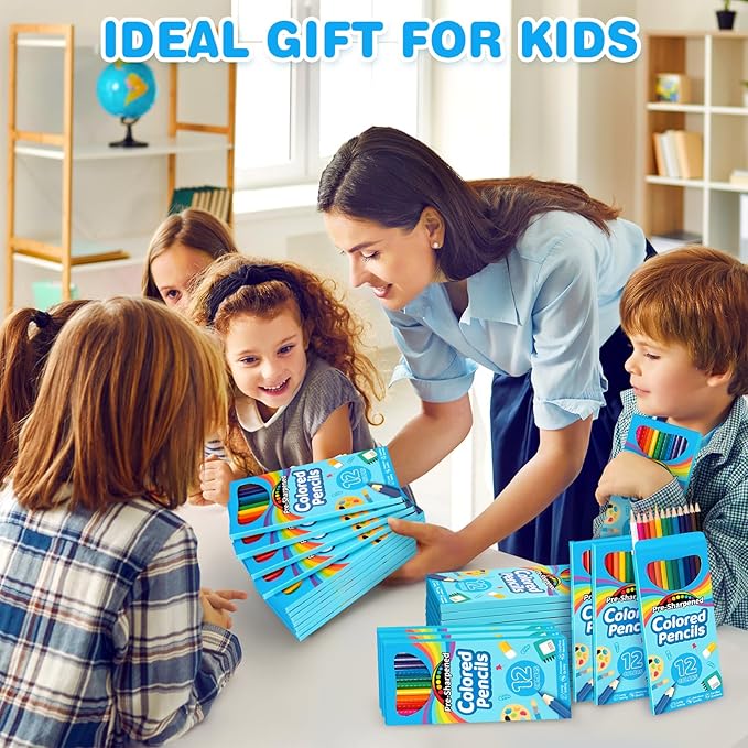 Jumlys 1152 Count Colored Pencils Bulk, 96 Packs Pre-sharpened Coloring Pencils for Kids in 12 Colors, Bulk School Supplies for Teachers, Ideal Back to School Supplies & Classroom Prizes