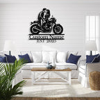 Custom Motorcycle Couple Metal Signs Personalized Biker Couple Name Sign Custom Garage Decor Motorbikes Wall Art Decor Motorcycle Sign Wedding Valentine's Day Gift for Couples
