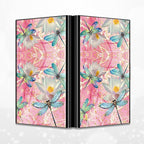 BWEGRHE Slim Credit Card Holder, Pink Dragonfly RFID Blocking Metal Wallet for Men & Women, Aluminum Minimalist Hard Case Pocket-Sized Business Cards Organizer (Fits Up to 10 Cards)