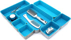 Welaxy desk drawer organizer tray felt storage bin for home office entryway catchall key holder makeup crafts pens decluttering 8-piece gift Solution (Turquoise)