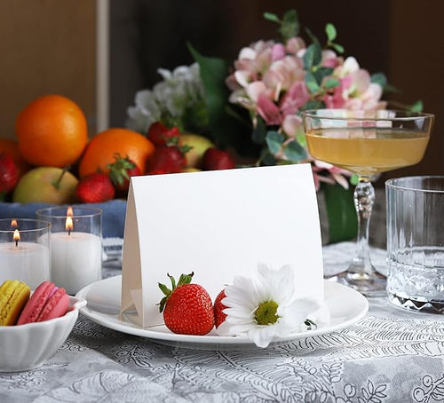 20 Pack White Blank Table Place Cards - Name Card for Weddings, Tent Signs for Food, Tags for Party Buffet, Blank Reserved Seating Card for Event, Name Place Card for Table Setting