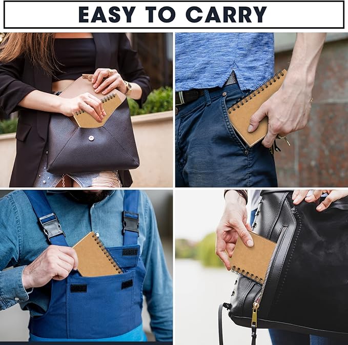 Jutom 18 Pcs Small Spiral Notebooks Memo Pads 3x5 Bulk Small Pocket Notebooks Mini Notepads with Lined Pages Mini Journals for Office Back to School Work Writing Supplies, 120 Pages (Kraft Color)