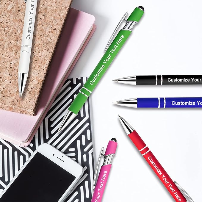 Max 500 Pcs Personalized Pens Bulk, Custom Pens with Free Engraving, Customized Stylus Tip Ballpoint Pen with Your Name Massage Text for School Office Business Graduation Anniversaries-500 Packs