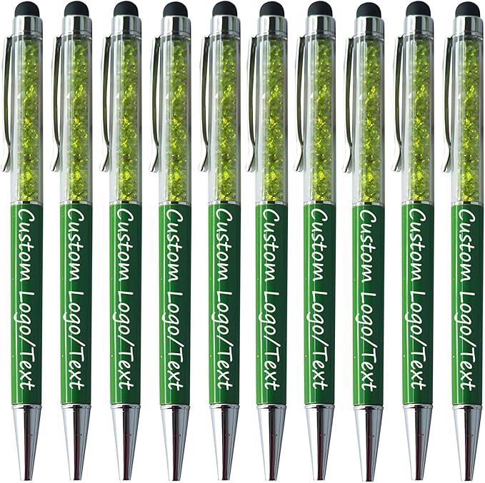Yucold Customized Pens with Name/Logo - Touch Screen Stylus Ballpoint Pen, Perfect for Weddings, Business & Personalized Gifts (Military Green,20)