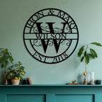Personalized Metal Name Signs, Split Letter Monogram Wall Decor, Custom Last Name Sign, Family Name Sign for Outdoor, Personalized Wedding Gift, Garden Decor, Metal Wall Art, Housewarming Gift (MonogramDesign_3)
