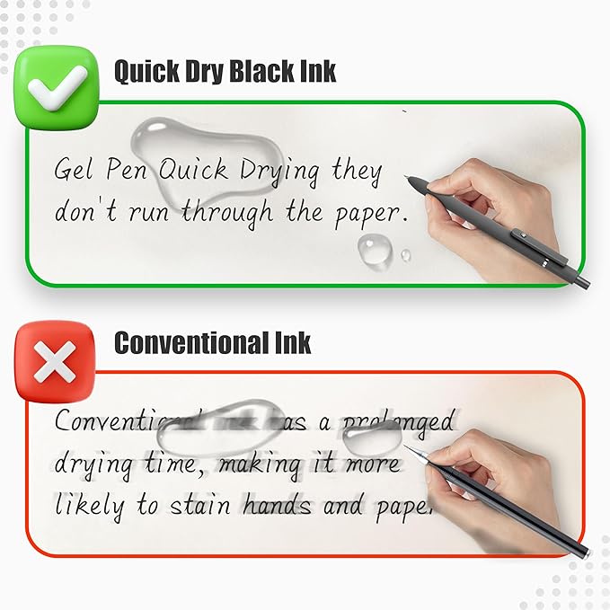 KALARA Aesthetic Gel Ink Pens, 0.5mm Fine Point for Smooth Writing, 6 Pens + 1 Refill No Smear & Bleed Quick Dry, Retractable, Ideal for Journaling and Note-Taking, Stylish Office and School Supplies