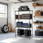 M MZG 1000 lbs 4Tier Shelf Metal Storage Shelves Wire Rack Closet Organizers with Wheel for Garage Kitchen Bathroom Laundry Black 13.7" D x 29.5" W x 47.2" H