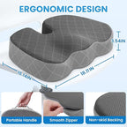 TushGuard Office/Car Seat Cushion, Non-Slip Sciatica & Back Coccyx Tailbone Pain Relief Chair Pad, Memory Foam Butt Pillow for Computer Desk, Wheelchair, Driving (Black&Grey, X-Large)