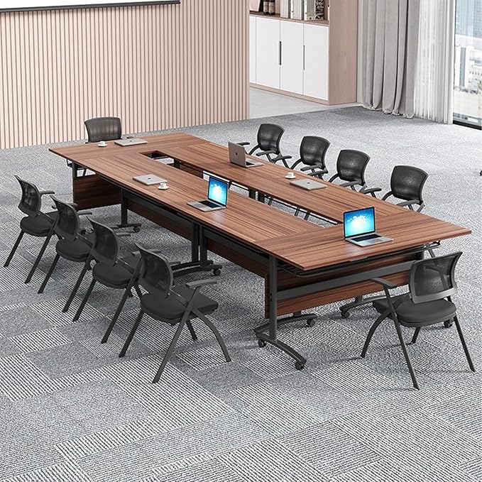 Conference Table,Folding Conference Room Tables Modern Folding Training Table with Flip Top,Mobile Conference Table with Four Locking Wheels,Executive Desk for Meeting Room,Office(2pack 120 * 60 * 75)