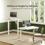 INNOVAR Glass Standing Desk with Drawers, 55 x 24 Inches Electric Height Adjustable Desk, Tempered Glass Top Stand Up Desks for Home and Office, White