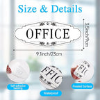 The Office Door Sign for Home and Business，Self-Adhesive Waterproof and Fade-Resistant Modern Office Sign Sticker for House，Business，Door, Window Decor（White）