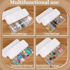 Cable Organizer Box with Lid, 3 Pcs Cable Cord Storage Organizer Box with 21 Wire Ties 54 Cable Labels, 7 Compartments Charger Organizer for Office Drawer Desk Accessories Case