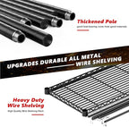 REIBII 5-Tier Heavy Duty Metal Wire Shelves, Industrial Style, 61.7"W x 72.4"H x 15.8"D, 1500 LBS Capacity, Adjustable, Rust Resistant, 2 Pack