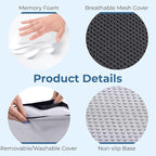 5 STARS UNITED Seat Cushion for Tailbone Pain Relief – Memory Foam Cushion for Coccyx, Hip, Sciatica & Post-Surgery Recovery – Wheelchair, Car, Desk, Gaming & Office Chairs, Dark Gray, X-Large