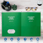 FILE-EZ Two-Pocket Folders, Green, 125-Pack, Textured Paper, Letter Size (EZ-32460)