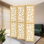 VINGLI 70'' H Room Divider, Non-Woven Fabric Privacy Screen, Indoor Partition Wall Dividers, Freestanding Hinged Space Separator with Modern Unique Pattern (Gold, 6 Panel)