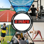 Portable 5 inch High 6 Digits LED Race Clock with for Running Events, Countdown/up Digital Race Timer, 12/24-Hour Clock,LED Stopwatch by Remote Control