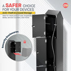 CTA Digital Kiosk with Printer Shelf VESA Compatible Floor Stand Kiosk with Enclosed Printer Storage & Cable Management for Retail POS - Ordering Screens & More - Black (PAD-PARAFP)