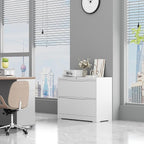 LONGLINK 2 Drawer Lateral File Cabinets with Lock,Metal Filing Cabinet for Home Office,Wide Office Storage Cabinet with Hanging Bars for A4 Legal/Letter Size(White-Easy Assembly)