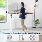 VIVO Electric 71 x 30 in Rustic Standing Desk, Memory Height Adjustment, 1B Series, Holds 220 lbs, Black and Vintage Brown Top, White Frame, DESK-KIT-1W7BN