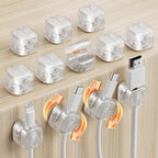 Yocice 12Pack Rotatable Cord Organizer,Spring Cable Clips Desk Cable Management Cord Holder Adhesive Phone Charger Cord Clips for Home Office Car Wall Nightstand Accessories, Clear