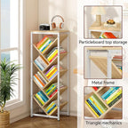 IBUYKE 9 Tier Tree Bookshelf, Floor Standing Wood Bookshelf for Narrow Space, Storage Organizer Bookcase for Books/CDs/Movies, Small Corner Bookcase for Bedroom Living Room,Natural,TBC002N