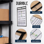 Essex Wares - 25 Pack, Black, Job Ticket Holders, 10" Wide x 13.5" Tall - Clear Plastic Shop Ticket Holders - Easy to Use, Reusable & Easy Erase Plastic Invoice Holders, Water-Resistant & Durable
