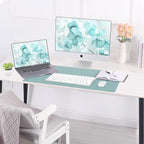 AFIING Dual-Sided Desk Pad, Natural Cork & PU Leather Large Mouse mats for Office and Home Work, Desk Protector Non-Slip, Waterproof, Easy Clean (Light Blue, 23.6" x 13.7")