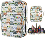 YOUSHARES Colored Pencil Case 220 Slots Pen Case Organizer With Handy Wrap & Zipper, Multilayer Holder for Prismacolor Colored Pencils & Gel Pen (Kitten)