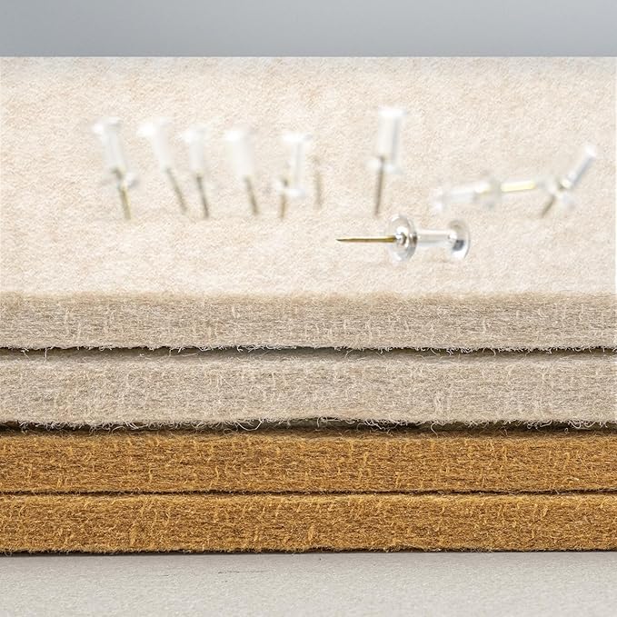 Large Bulletin Board - 60 x 36 Inches, Decorative Felt Pin Board for Wall - 5' x 3' Foldable Photo Display Board with Self-Adhesive Tape, Includes 20 Push Pins -Oatmeal