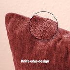 Amazon Basics Chenille Throw Pillow Covers, Home Decor Cushion Cover for Bedroom Living Room Couch Bed, 22" W × 22" L, Burgundy