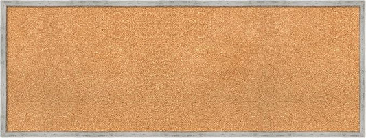 Amanti Art Natural Cork Board for Wall, 17x45 Vision Board with White Frame, Oversize Corkboard Office Decor for Home Organization, Cottage Corkboard Pinboard to Display Items for Home Organization