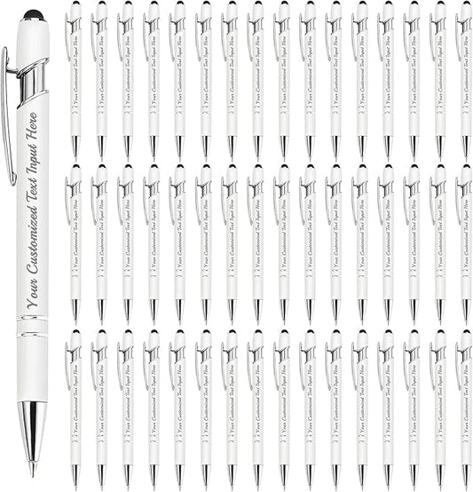 Personalized Ballpoint Pen 48pcs, Custom Pens Free Engraved Bulk with Name Logo, Soft Black Ink Stylus with Touch Metal Office, Gift for Anniversaries, Graduations, Birthdays