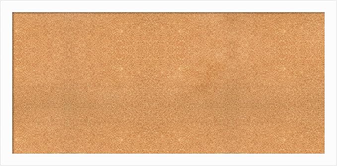 Amanti Art Natural Cork Board for Wall, 27x55 Vision Board with White Frame, Oversize Corkboard Office Decor for Home Organization, Casual Corkboard Pinboard to Display Items for Home Organization in