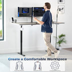 VIVO Electric 71 x 36 in Standing Desk, Memory Height Adjustment, 1B Series, Holds 220 lbs, Dark Gray Top Black Frame, DESK-KIT-1B7G-36