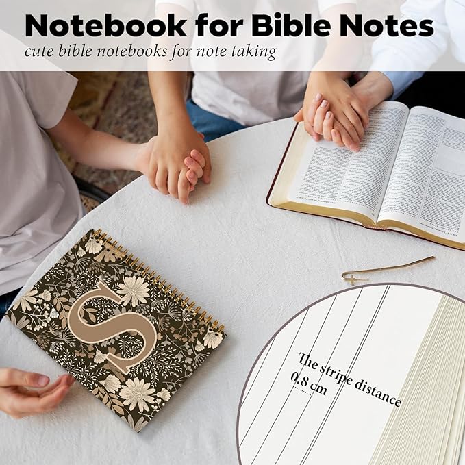 Initial S Personalized Journal Notebook, Boho Floral Journaling Notebooks for Women Girls, Costom Monogrammed Gifts for Women Mom Girls Friends, Letter Spiral Notebook, 5.5x8.3