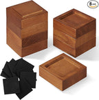Bed Risers, Furniture Risers (Set of 8-Height 1") Can be Adjusted to 2'' 3''or 4'', Lifts Furniture Risers, Solid Natural Wood Risers, Non-Slip Recessed Hole (Square-Light Brown Color)