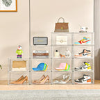 KOKOIN Magnetic Acrylic Clear Shoe Boxes – 360° Clear Plastic Stackable Sneaker Storage Box shoe Display Box Professional Grade Shoe Display Case, Shoe Organizer for Closet (12pcs)