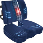 FORTEM Seat Cushion, Office Chair Cushion, Lumbar Support Pillow for Office Chair, Memory Foam Sciatica Coccyx Tailbone Pressure Pain Relief, Car Sitting Pad, Washable Non Slip