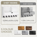 Lucundm Key Holder Wall Mount, Mail Holder with Storage Drawer and 6 Key Hooks for Coat, Dog Leash, Home Decor Rack, House Accessories, Entry Way Organizer