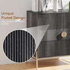 HOCAT 30.7" Accent Cabinet, Modern Buffet Cabinet with Gold Metal Legs, Fluted Sideboard for Dining Room, Kitchen, Darkgrey