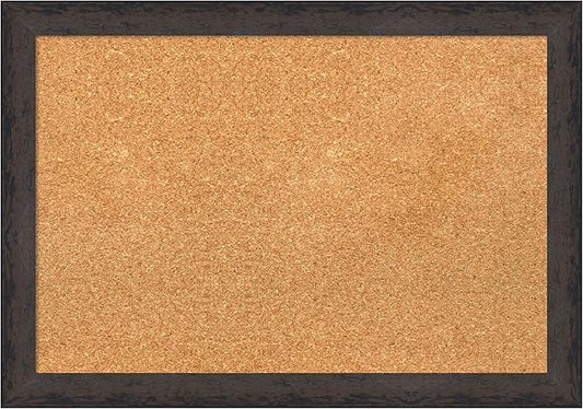 Amanti Art Natural Cork Board for Wall, 19x27 Vision Board with Black Wood Frame, Medium Corkboard Office Decor for Home Organization, Modern Contemporary Corkboard Pinboard to display items for home