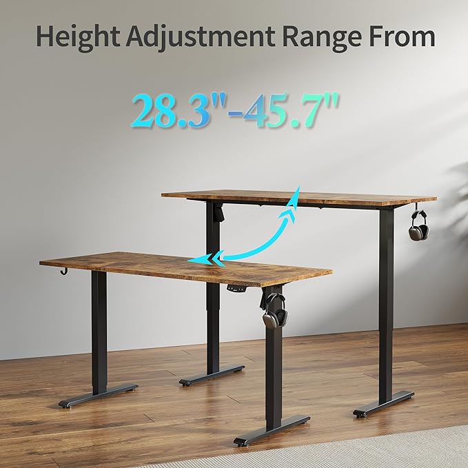 Agilestic Electric Standing Desk, 55 x 24 Inches Height Adjustable Desk, Sit Stand up for Work Office Home, Ergonomic Rising Computer Table with Memory Preset, Rustic Brown