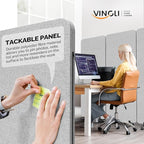 VINGLI Room Divider Screen, Freestanding Privacy Partition Wall, Zipper Connected Panels with Wheels, Office Space Separator (Light Gray, 1 Panel)