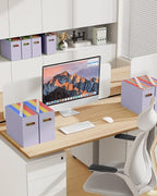 Oterri Cardboard File Organizer Box for Hanging File Folders Letter Size,File Box for Computer Desk,File Cabinet,Working Home,Office,Classroom (Purple, Letter Size - 6 Packs)