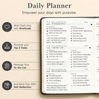 Mantra Planner 2026 Planner, Daily Journal & Gratitude Journal All-In-One with To Do List, Self Care Prompts & Habit Tracker - 5.8 x 8.3 - Black