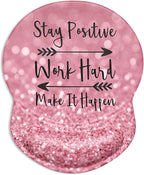 ITNRSIIET Ergonomic Mouse Pad with Gel Wrist Support Small Wrist Rest Smooth Surface Non-Slip PU Base Comfortable Office Supplies Pain Relief, 8.7 x 7.2 inches, Pretty Inspirational Quotes