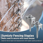 Sumloty 50-Pack 304 Stainless Steel Fence Staples, 1.6 Inch Reusable Fence Screw Nails for Wire Mesh and Woven Fencing, Easy Install with Power Drill