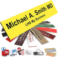 Door Name Plate Personalized for Office Yellow Plastic Name Plate Black Letters - Made in USA 2x6 B4