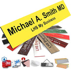 Door Name Plate Personalized for Office Yellow Plastic Name Plate Black Letters - Made in USA 2x6 B4